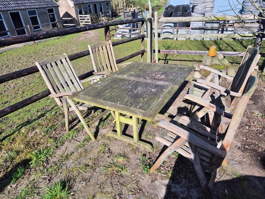 Hardhouten tuinset, Ophalen, Gebruikt