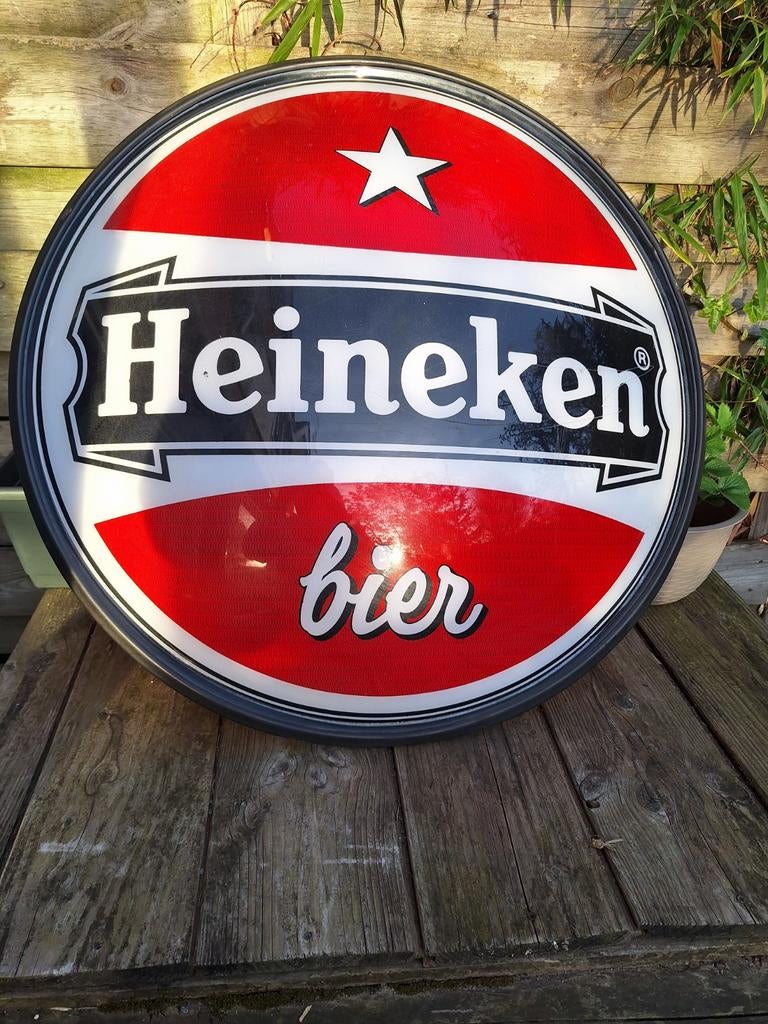 Heineken bier schaal lamp 80cm reclamebord, Ophalen of Verzenden, Gebruikt, Reclamebord