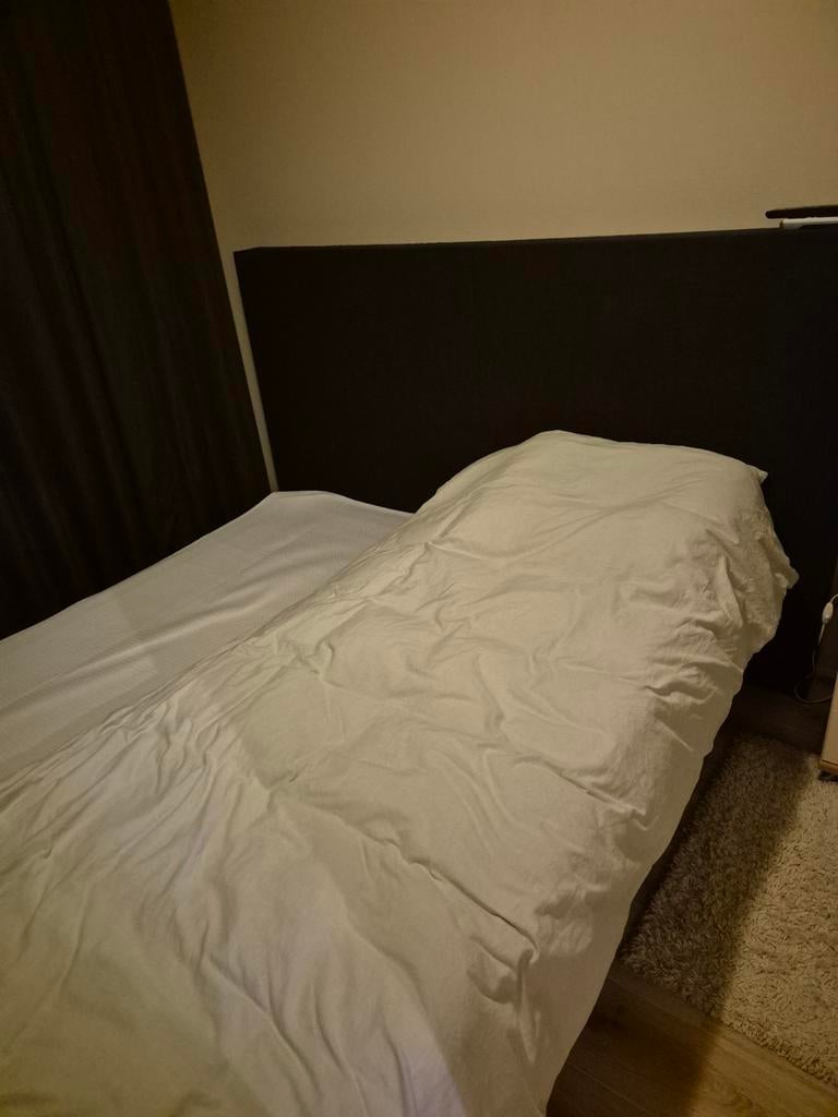 Boxspring 2x 200x90 met achterwand, Ophalen, Gebruikt, 90 cm, Zwart