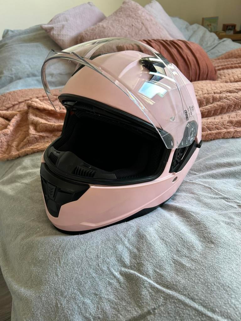 Roze vinz helm, Fietsen en Brommers, Brommerhelmen, Ophalen of Verzenden, Zo goed als nieuw, Medium