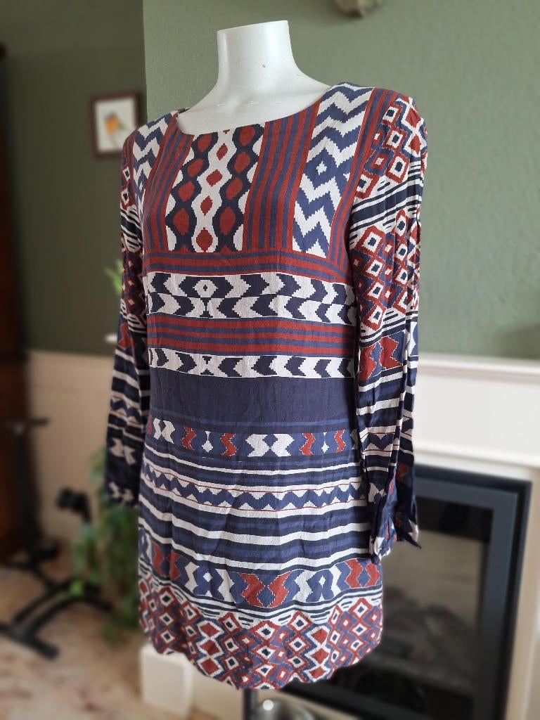 Desigual blauw rood crème jurk 40 M, Kleding | Dames, Maat 38/40 (M), Overige kleuren, Verzenden, Desigual