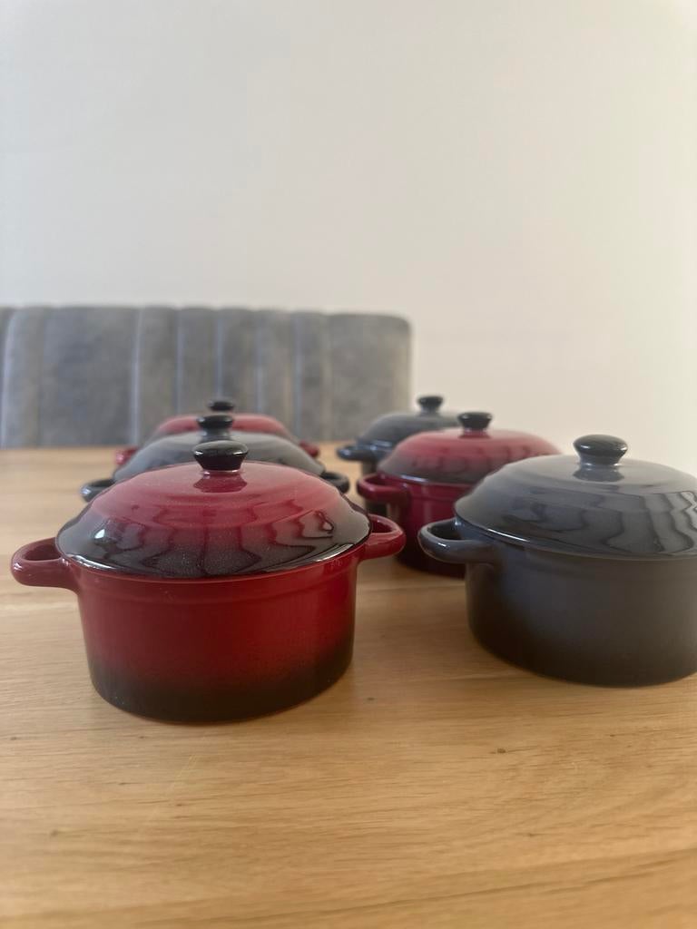 6 leuke 1-persoons pannetjes, Ophalen of Verzenden, Gebruikt, Gietijzer, Pannenset