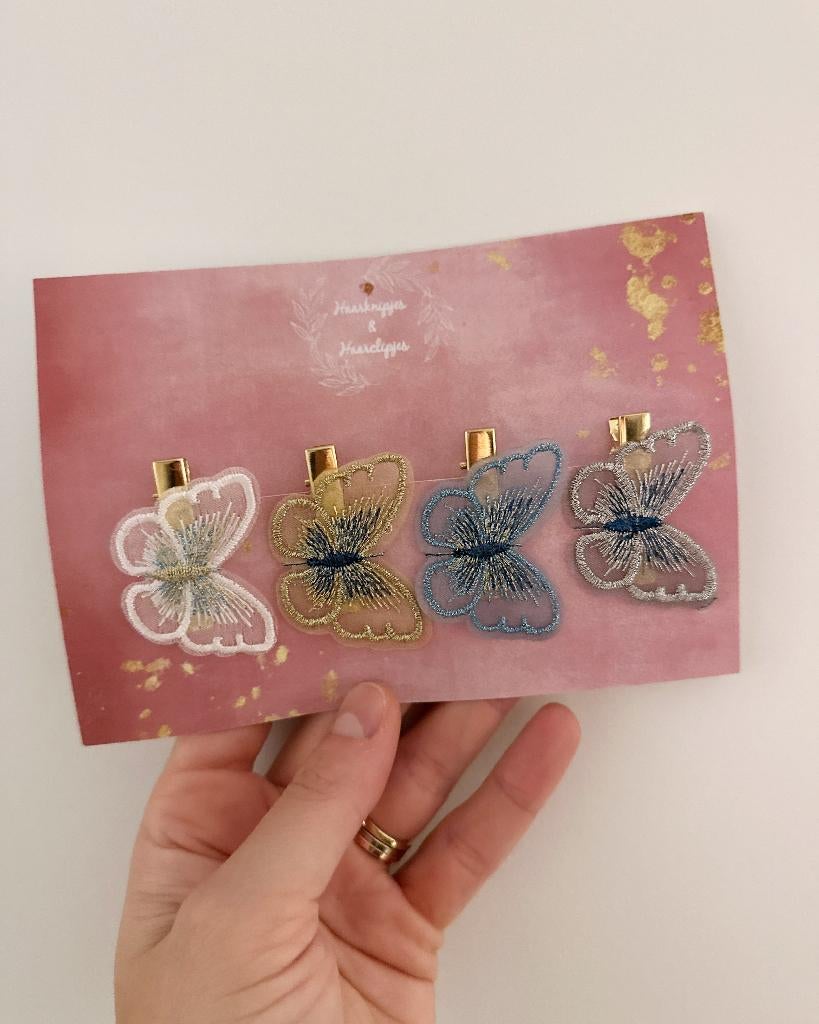 Haarknipjes & haarclipjes schuifspeldjes met vlinder 4stuks, Ophalen of Verzenden, Nieuw, Haarknipjes & haarclipjes