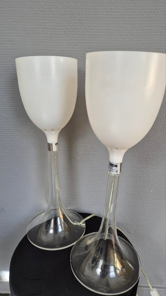 Set transparante tafellampen wit, Ophalen of Verzenden, Gebruikt, Kunststof, Minder dan 50 cm