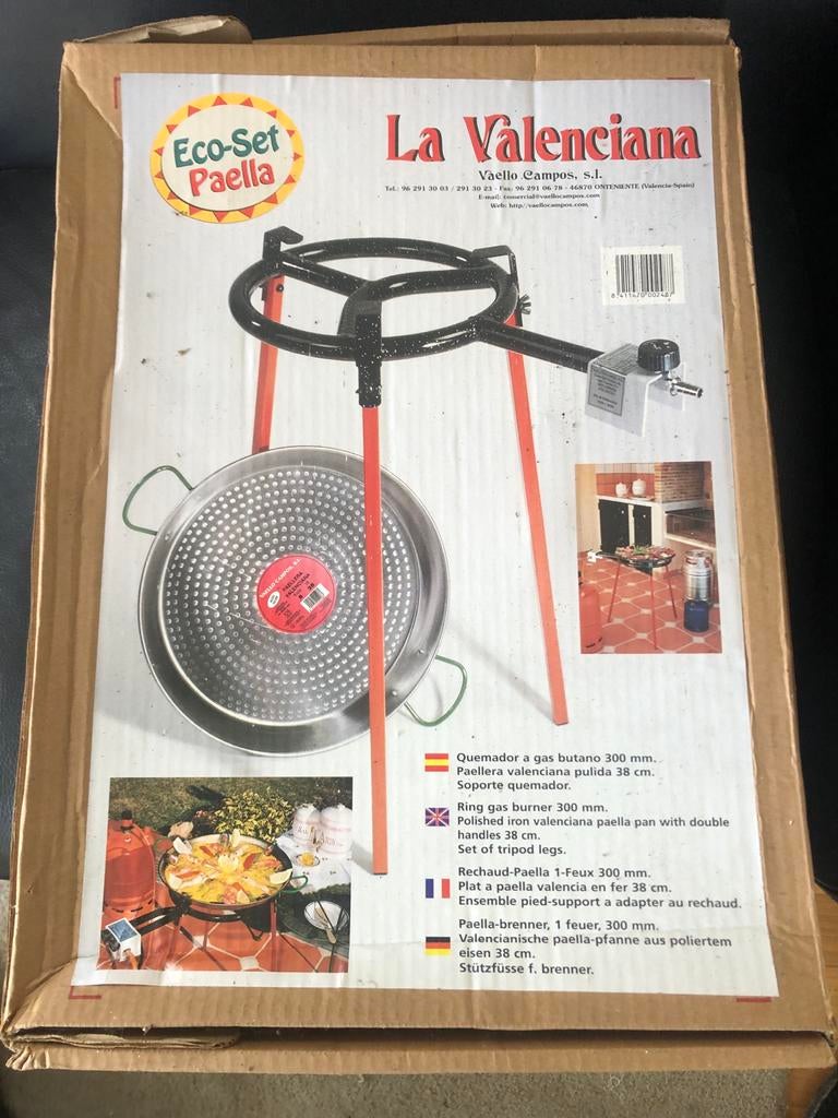 Paella pan op gas met standaard, Ophalen, Zo goed als nieuw