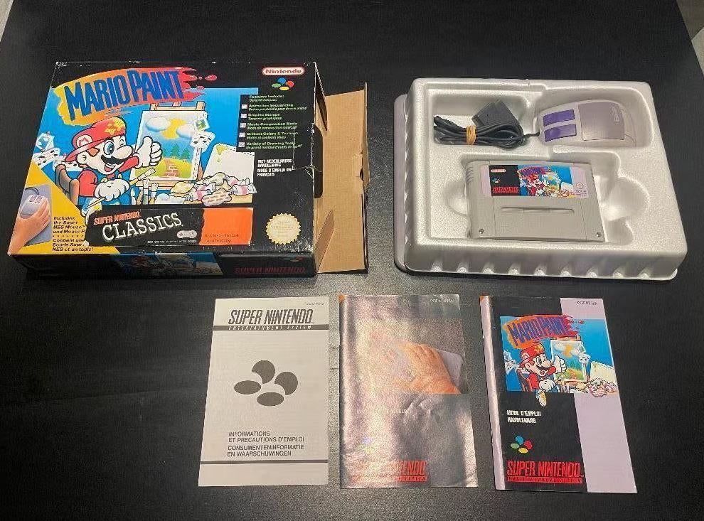 Mario Paint - Super Nintendo CIB, Spelcomputers en Games, Games | Nintendo Super NES, Puzzel en Educatief, Gebruikt, 2 spelers