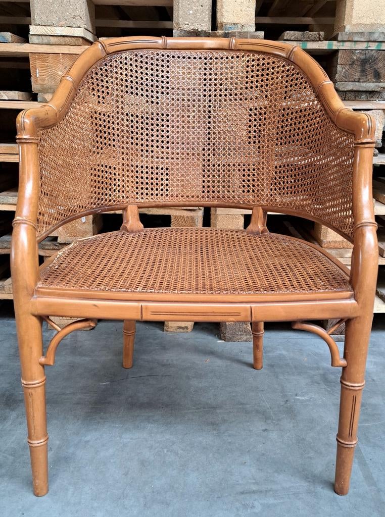 Stoel fauteuil webbing hout armleuningen, Ophalen, Minder dan 75 cm, Hout, 50 tot 75 cm