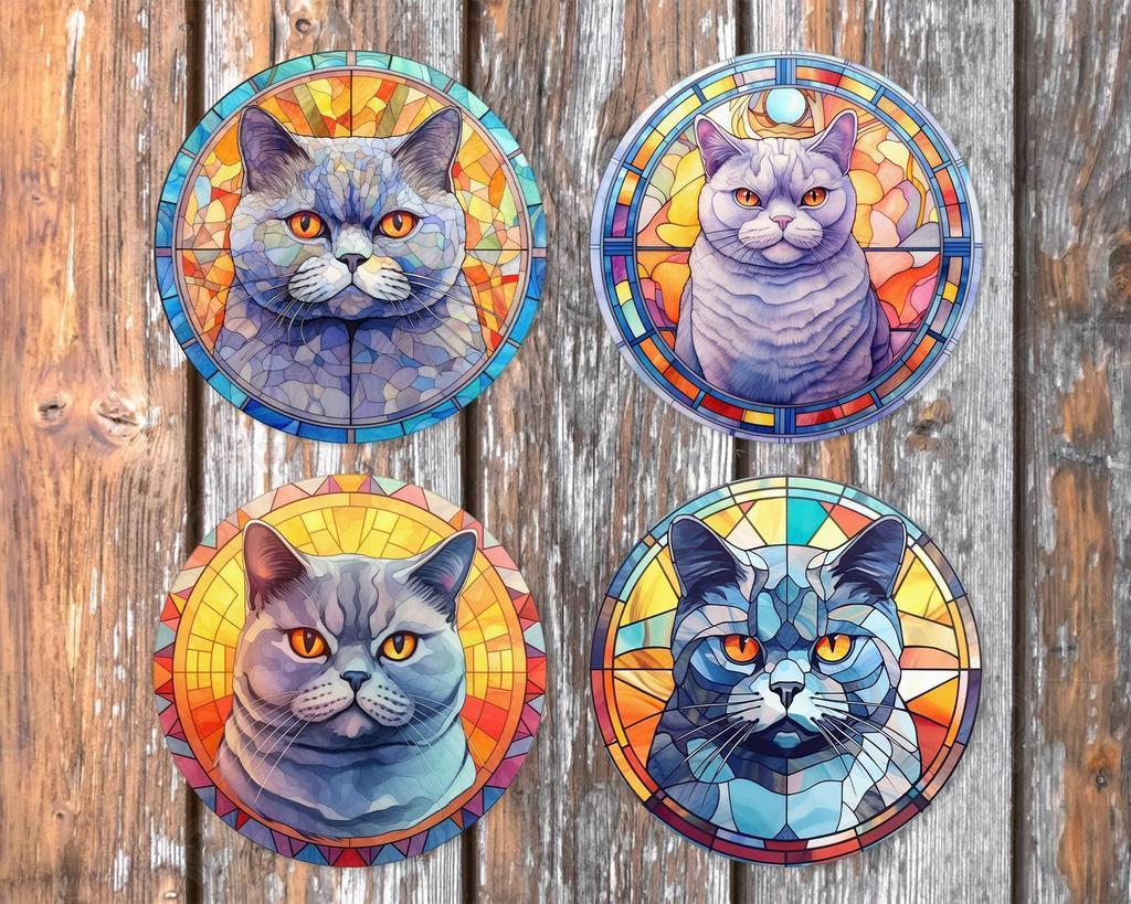 Brits Korthaar Glas in Lood onderzetters met houder rond, Ophalen of Verzenden, Nieuw, Glas of Kopje