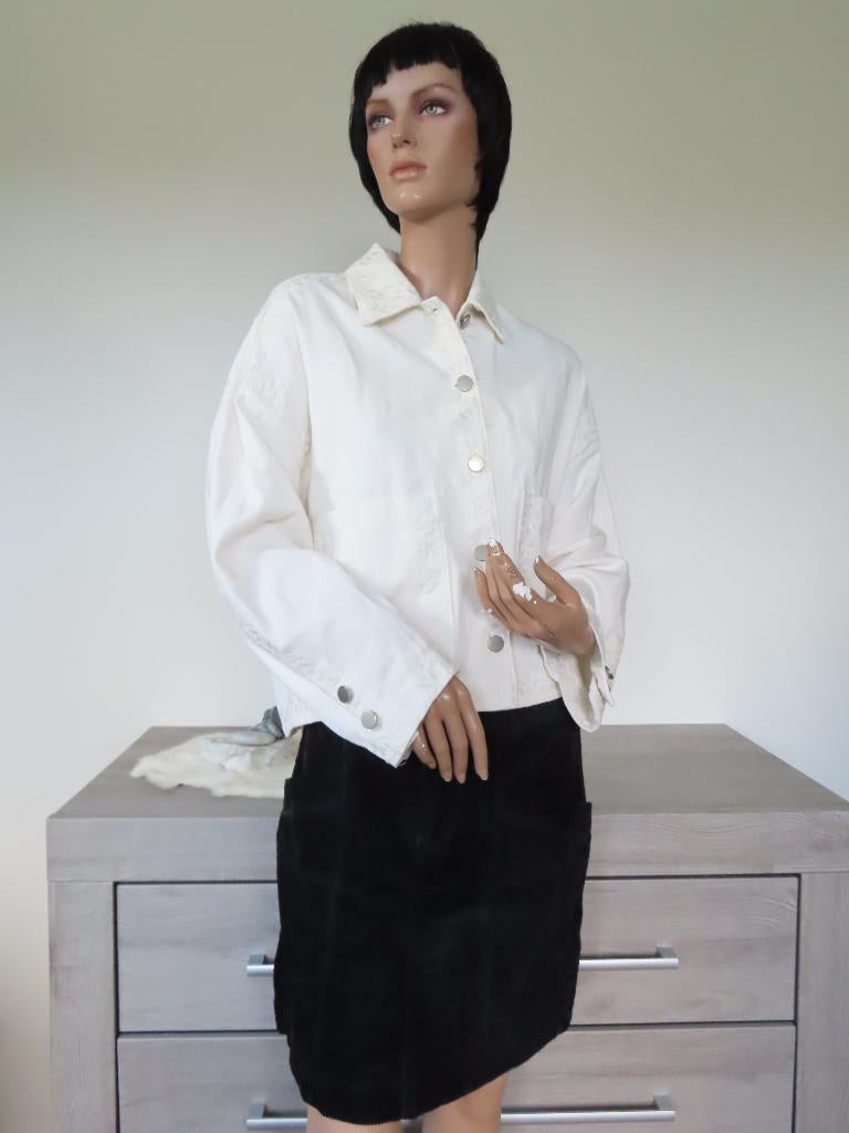 NORAH Wit Spijkerjasje/Jeansjasje met Borduursels M-L 40, Maat 38/40 (M), Wit, Ophalen of Verzenden, Zo goed als nieuw