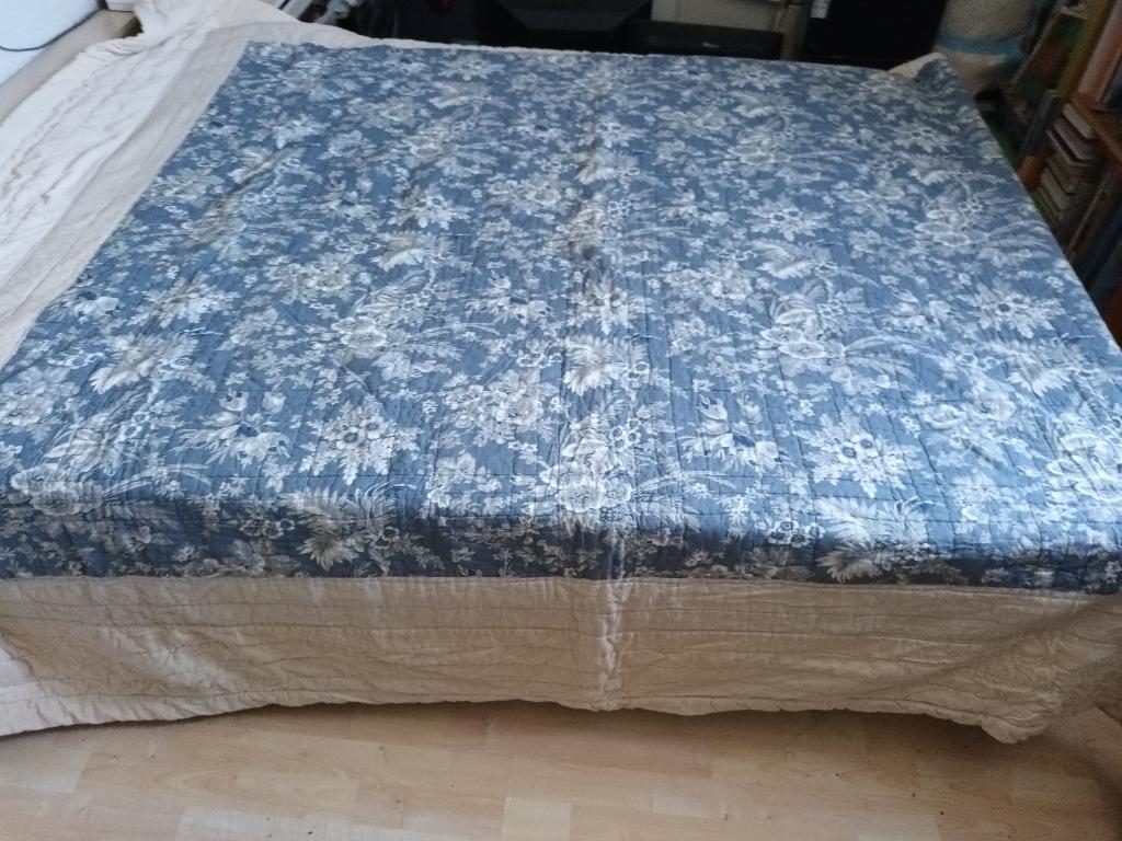 Riviera Maison blauwe grote sprei deken bloemen 240-220cm, Huis en Inrichting, Blauw, Overige typen, Tweepersoons, Ophalen of Verzenden