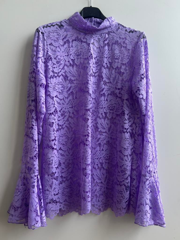 MADE IN ITALY kanten top paars, Kleding | Dames, Tops, Made in Italy, -, Verzenden, Paars