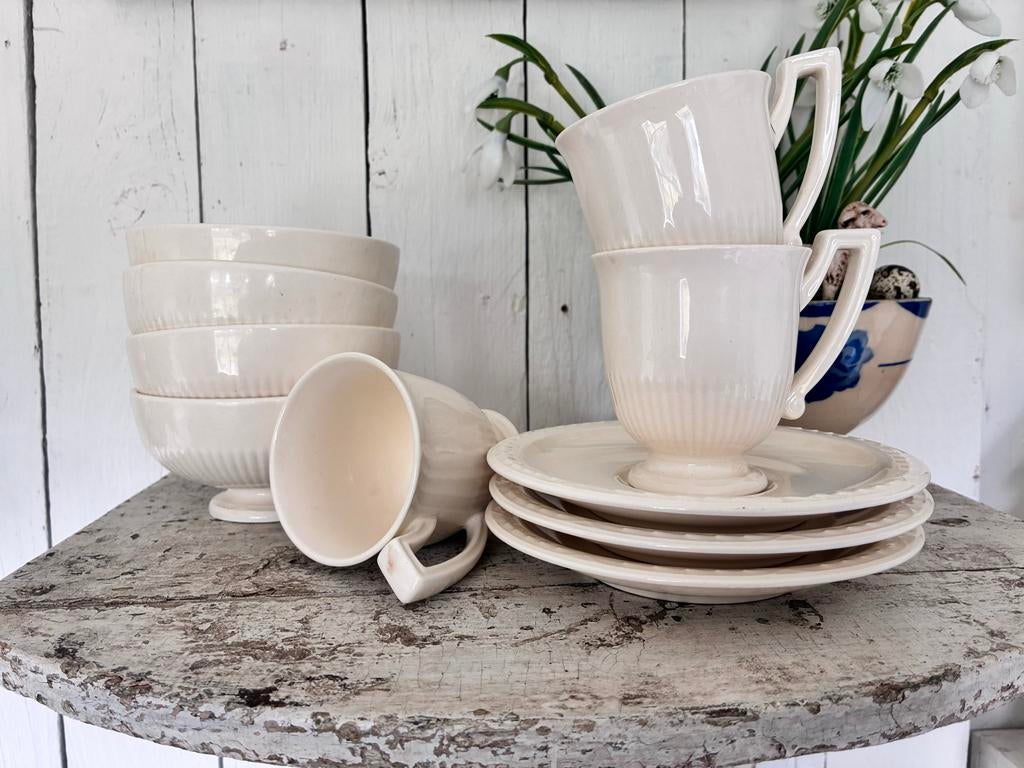 Recamier serviesonderdelen, 4 kommen, 4 schotels, 2 kopjes, Antiek en Kunst, Ophalen of Verzenden