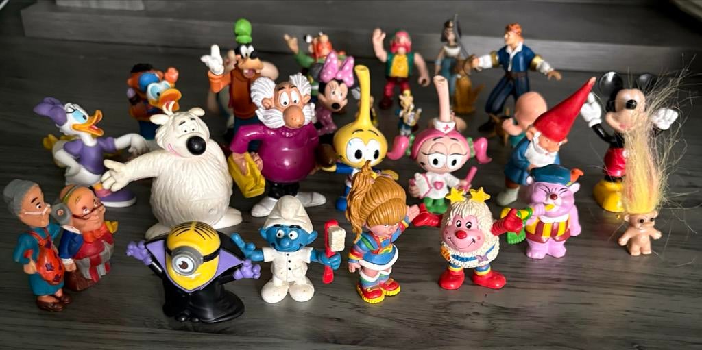 Veel vintage figuren: Dommel, Sesamstraat, Disney, Smurfen, Verzamelen, Ophalen of Verzenden, Gebruikt