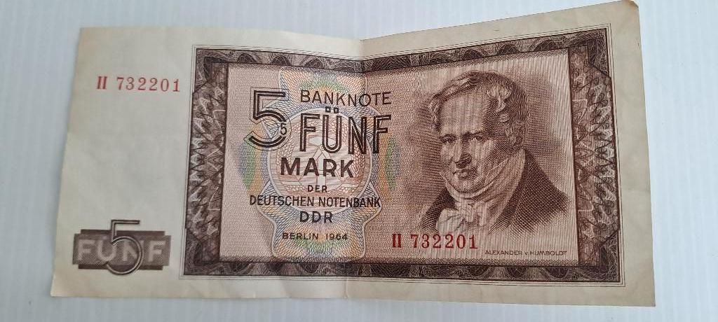 Bankbiljet                DDR 5 mark, Postzegels en Munten, Bankbiljetten | Europa | Niet-Eurobiljetten, Ophalen of Verzenden