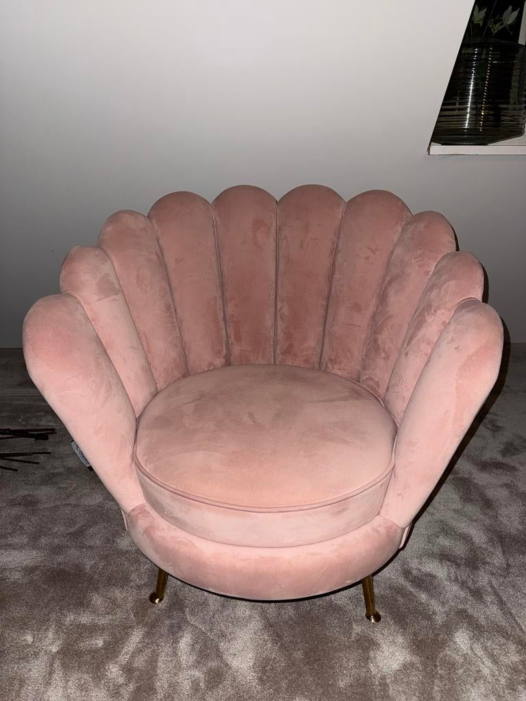 Roze Richmond Fauteuil - Schelpstoel in Goede Staat, Ophalen, 75 tot 100 cm, Zo goed als nieuw, 75 tot 100 cm