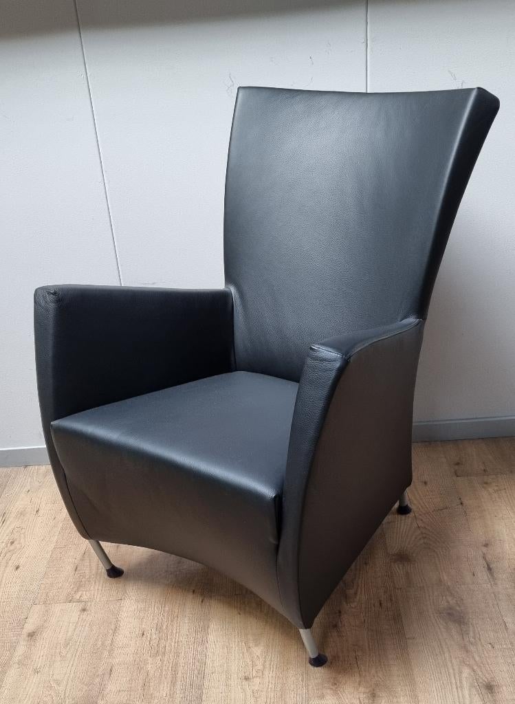 Montis Windy fauteuil refurbished nieuw leer Nero Black, Leer, Verzenden, Nieuw, 75 tot 100 cm