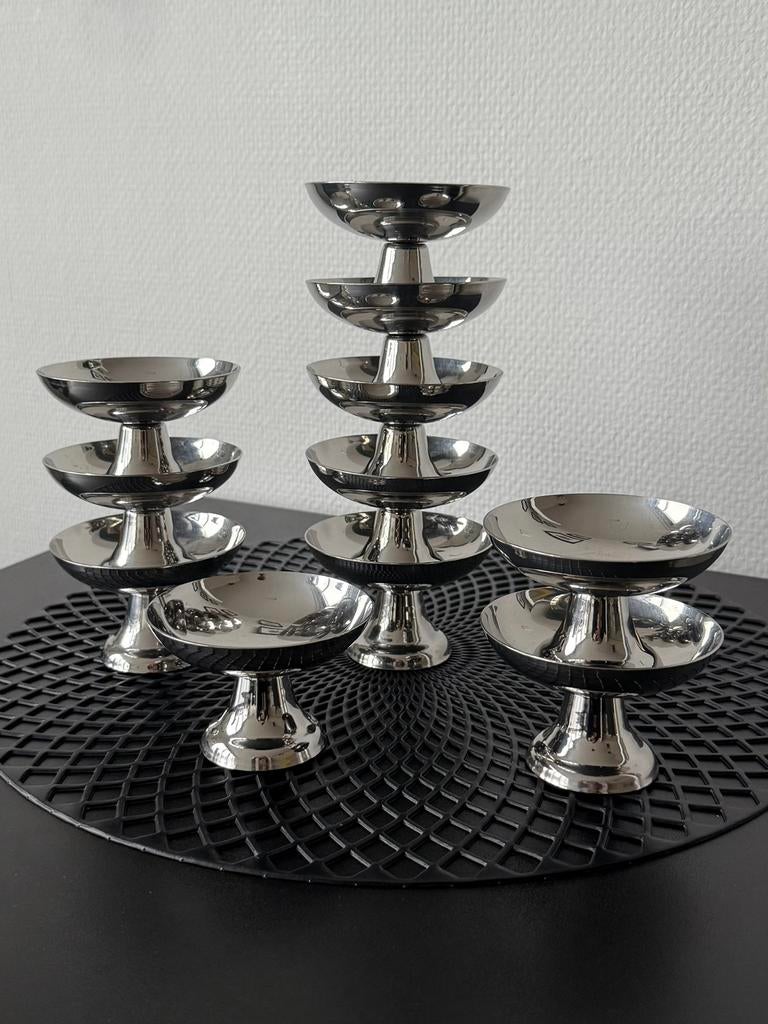 RVS ijs coupes Guy Degrenne vintage Frans jaren 70 zilver, Overige materialen, Gebruikt, Overige typen, ?