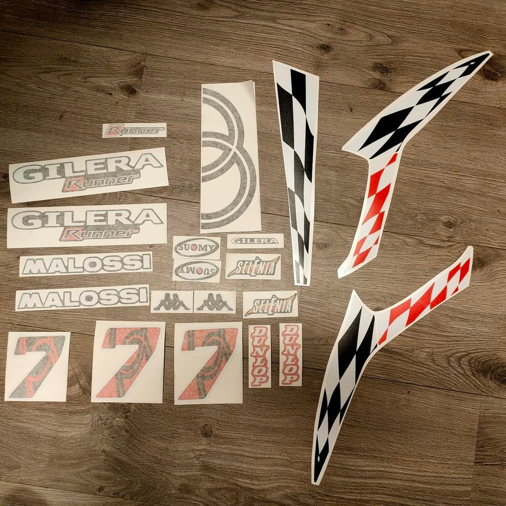 Gilera runner Malossi 7 stickerset replica, Ophalen of Verzenden, Nieuw, Overige typen, Overige merken