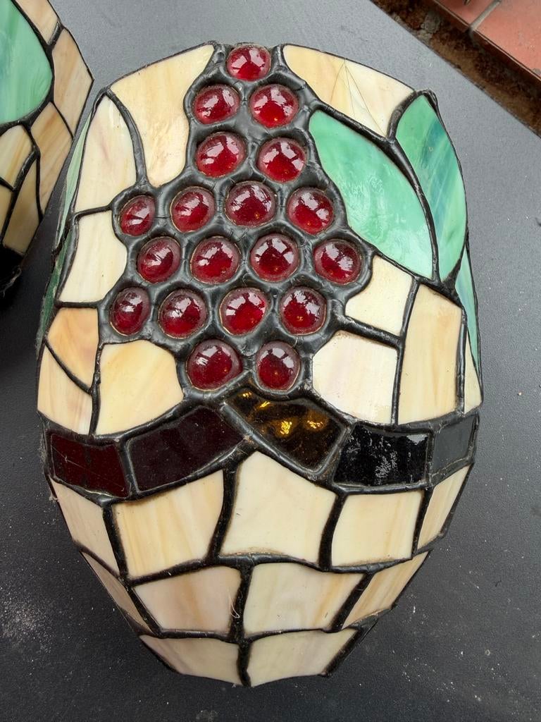 Vintage Tiffany Stijl wandlamp, Ophalen, Wit, Zo goed als nieuw, Ovaal