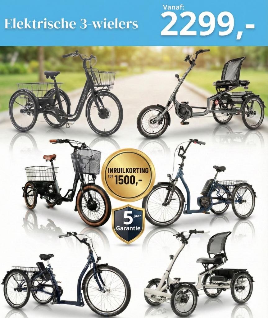 Elektrische driewieler driewielfiets senioren balansfiets, Twenteweg 4a, Nieuw, Ophalen of Verzenden, Van Rixtel (Nederlandse merk)