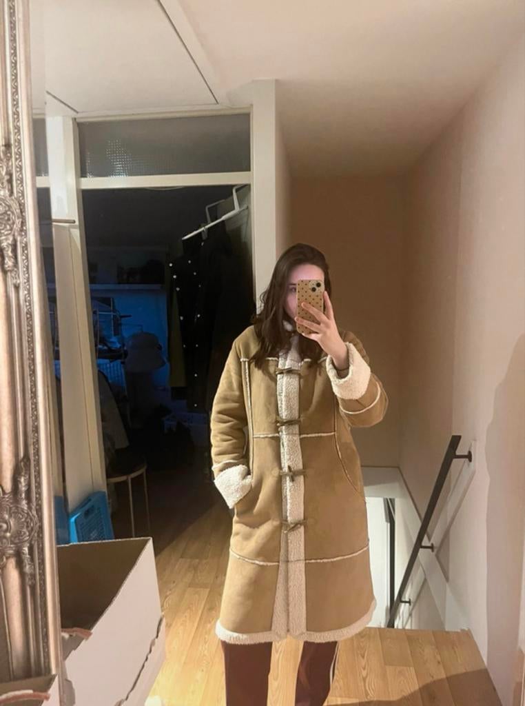 Vero Moda Suède Jas met Teddy Voering - Zeer Goed!, Ophalen of Verzenden, Zo goed als nieuw, Maat 38/40 (M), Beige