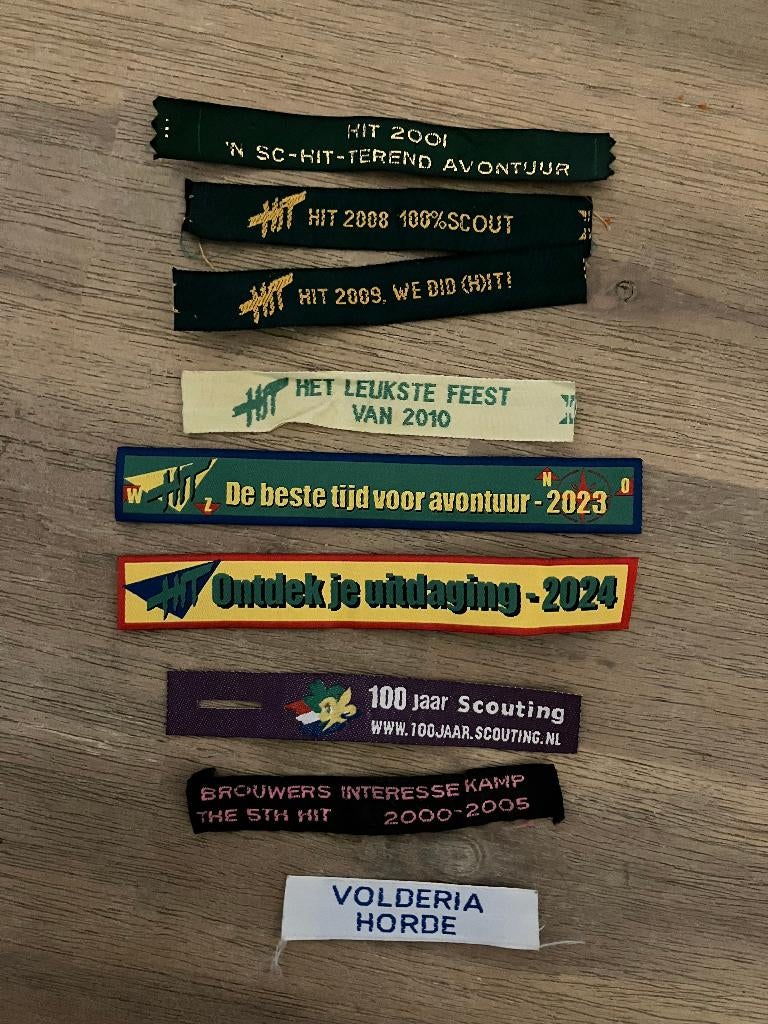 Naambadges / naambandjes insignes scouting en HIT, Embleem, Speld of Insigne, Nieuw, Ophalen of Verzenden, Nvt