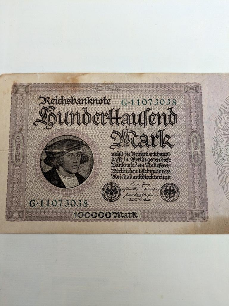 1923 Duitsland 100.000 Mark Bankbiljet, Ophalen of Verzenden, Overige periodes, Gestempeld