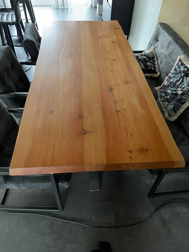 Douglas boomstam tafel, Gebruikt, 200 cm of meer, Vijf personen of meer, Rechthoekig