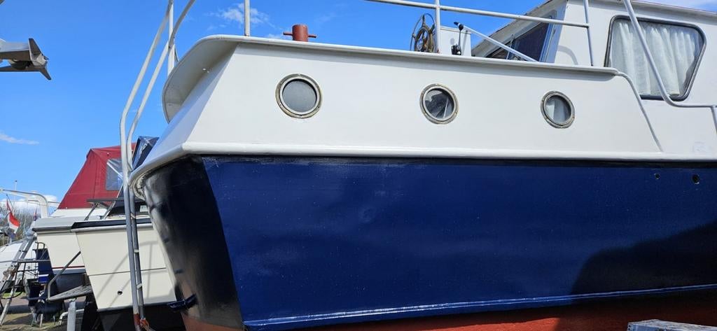 Stalen Motorboot 10m met Mercedes OM 636, Watersport en Boten, Motorboten en Motorjachten, Ophalen, Gebruikt, Staal, Binnenboordmotor