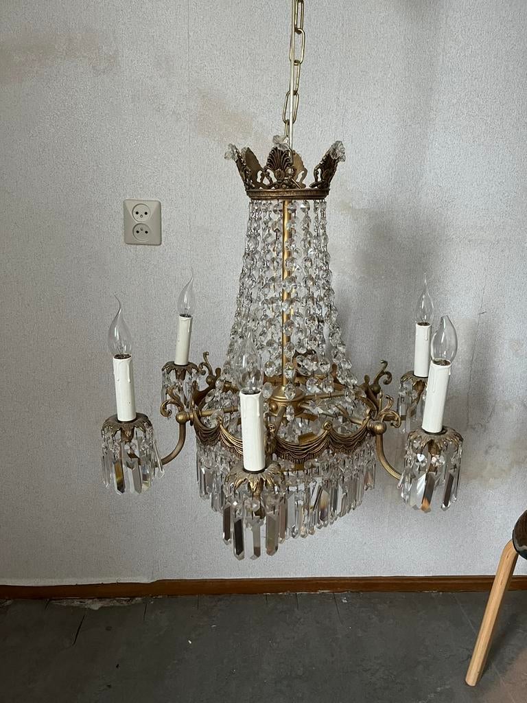 Prachtige oude kristallen kroonluchter., Huis en Inrichting, Lampen | Kroonluchters, Ophalen, Zo goed als nieuw