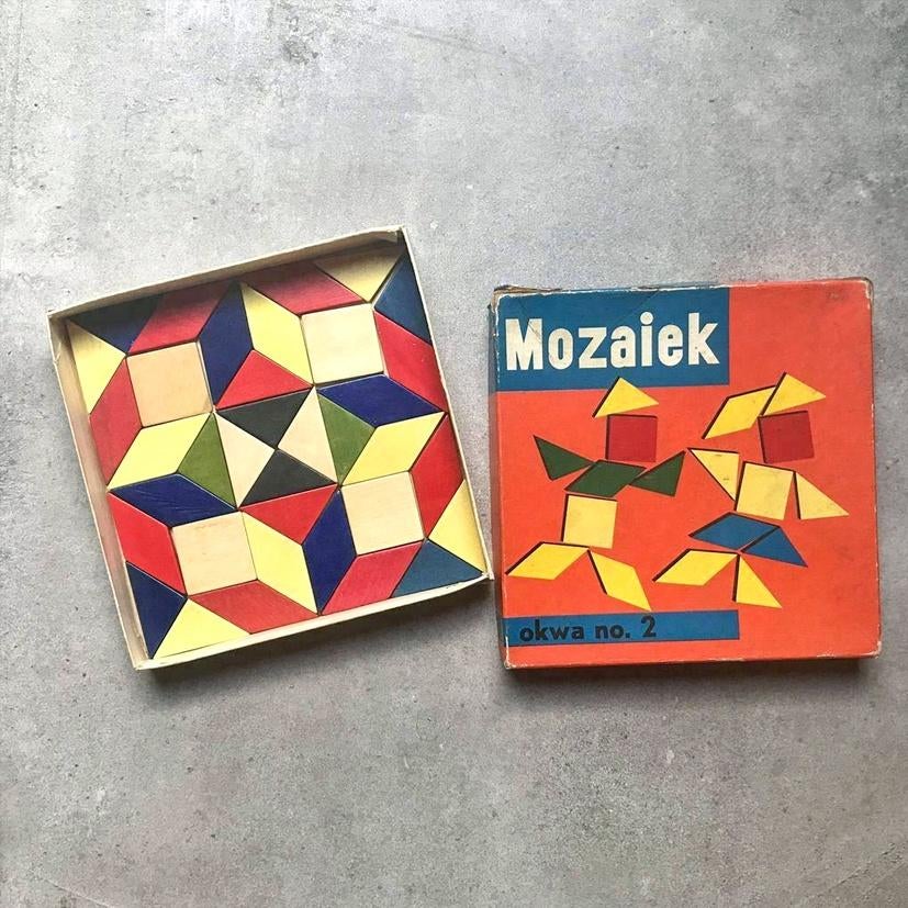 Vintage OKWA mozaïek hout, houten speelgoed, Kinderen en Baby's, Speelgoed | Houten speelgoed, Gebruikt, -, -, Overige typen