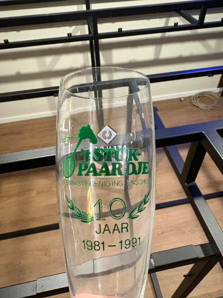 Grolsch stender glas opdruk ‘t stokpaardje, Verzamelen, Ophalen of Verzenden, Zo goed als nieuw, Glas of Glazen, Grolsch