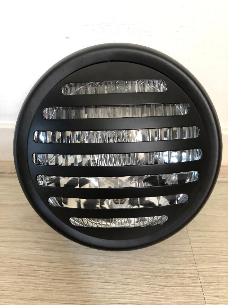 Koplamp zwart caferacer bobber scrambler + rooster, Motoren, Ophalen of Verzenden