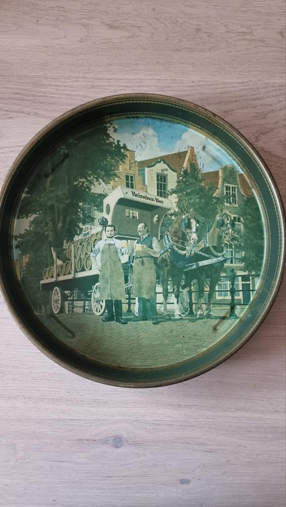 Oud Heiniken metalen dienblad., Ophalen of Verzenden, Zo goed als nieuw, Rond, Metaal