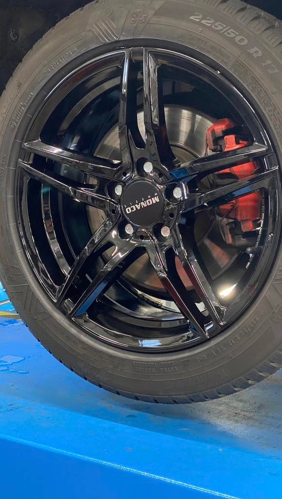 Aluminium velgen Monaco GP1 Gloss Black wheels 17", Velg(en), 17 inch, 225 mm, Winterbanden