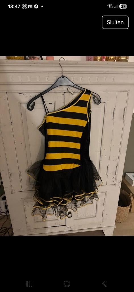 Bijenpak met blote schouder - Maat M, Kleding | Dames, Carnavalskleding en Feestkleding, Maat 38/40 (M), Carnaval, Ophalen of Verzenden