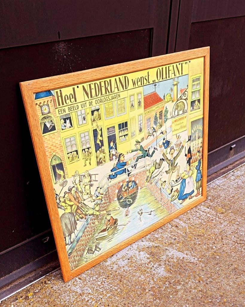 Originele reclameplaat Heel Nederland wenst Olifant Jenever., Verzamelen, Ophalen, Reclamebord, Gebruikt, .