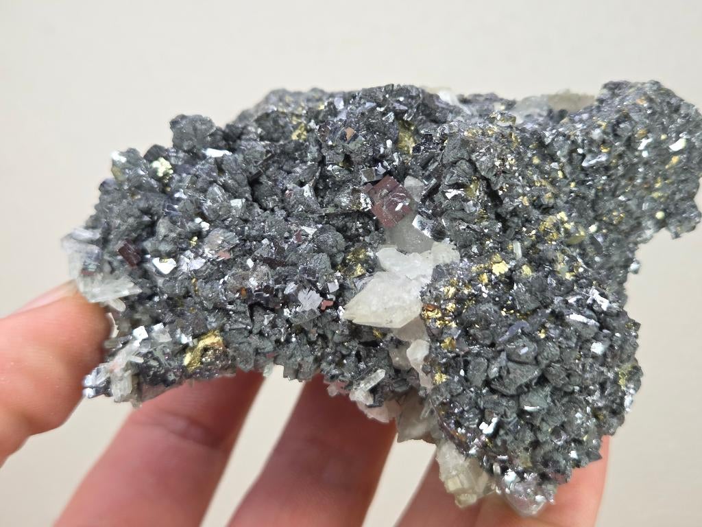 Galeniet met Kwarts en Calciet UV, Ophalen of Verzenden, Mineraal