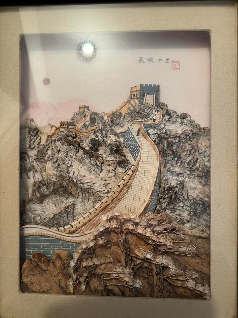 Kurk schilderijtje Chinese Muur, Antiek en Kunst, Ophalen of Verzenden