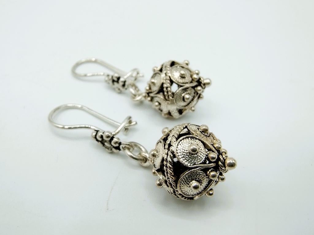 Vintage zilveren oorbellen, filigrain zilver, 925, Hangers, Info@zilverwebsite.nl, Verzenden, Zo goed als nieuw