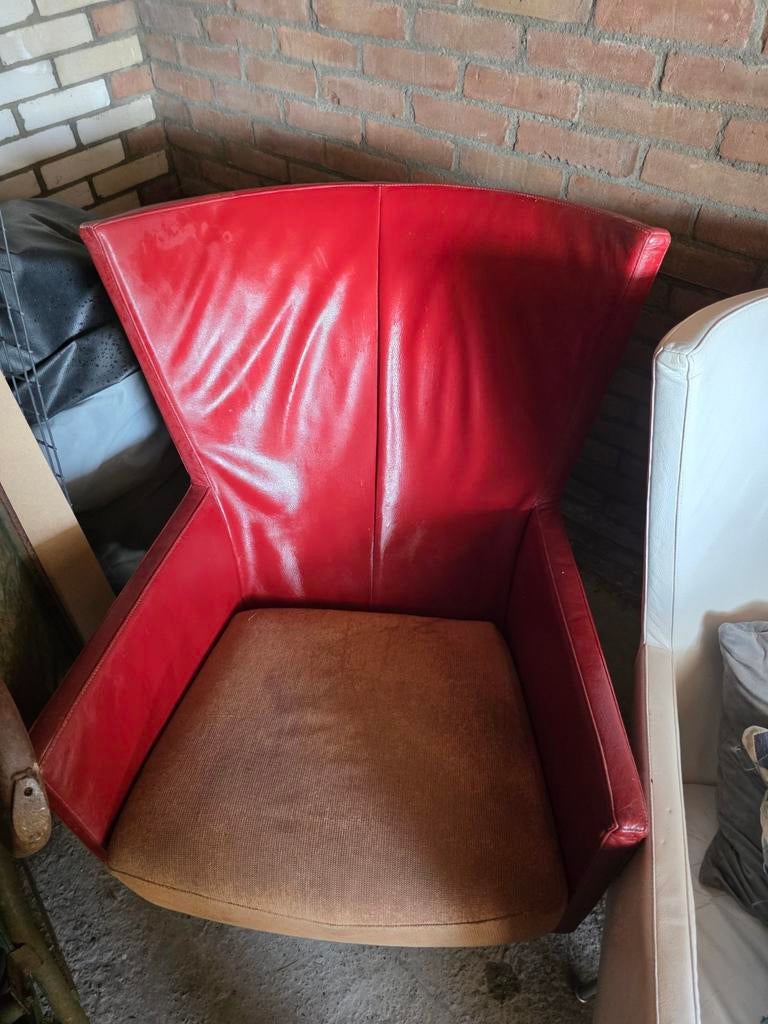 Montis Romeo Draaistoel Leder Rood, Ophalen, Minder dan 75 cm, Leer, Zo goed als nieuw