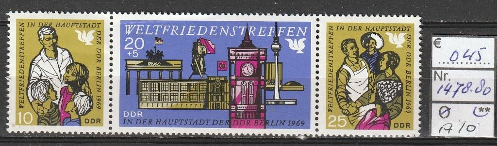 DDR Weltfriedenstreffen Michel 1478-80 Nr.A10p, Verzenden, DDR, Postfris