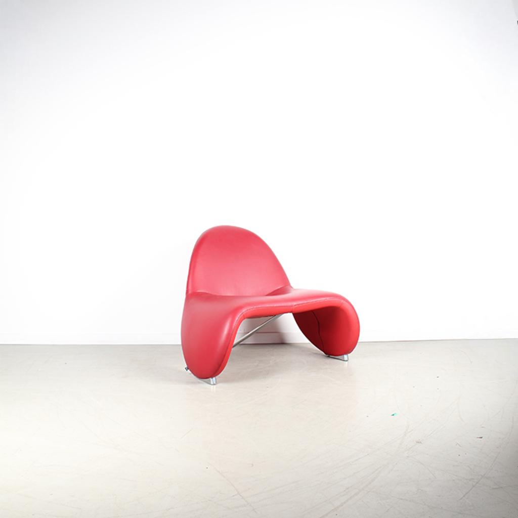 1x Leolux Sella Fauteuil Rood – Leer