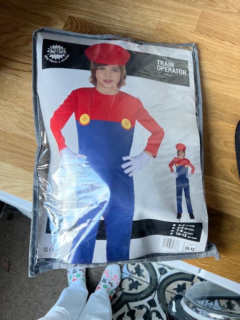 Mario bros verkleedpak 10-12 jaar, Kinderen en Baby's, Carnavalskleding en Verkleedspullen, Ophalen, Nieuw, 146 t/m 152, Jongen of Meisje