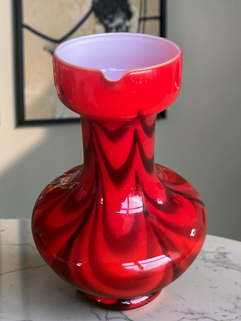 Italiaanse Opaline  glazen vaas, 23 cm, perfecte staat, Ophalen of Verzenden