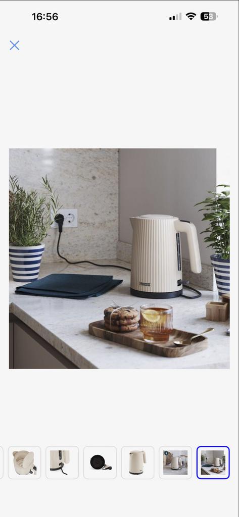 Princess Waterkoker Wave 236048 - Retro - 1.7 liter - Beige, 1 tot 2 liter, Ophalen of Verzenden, Zo goed als nieuw, Draadloos