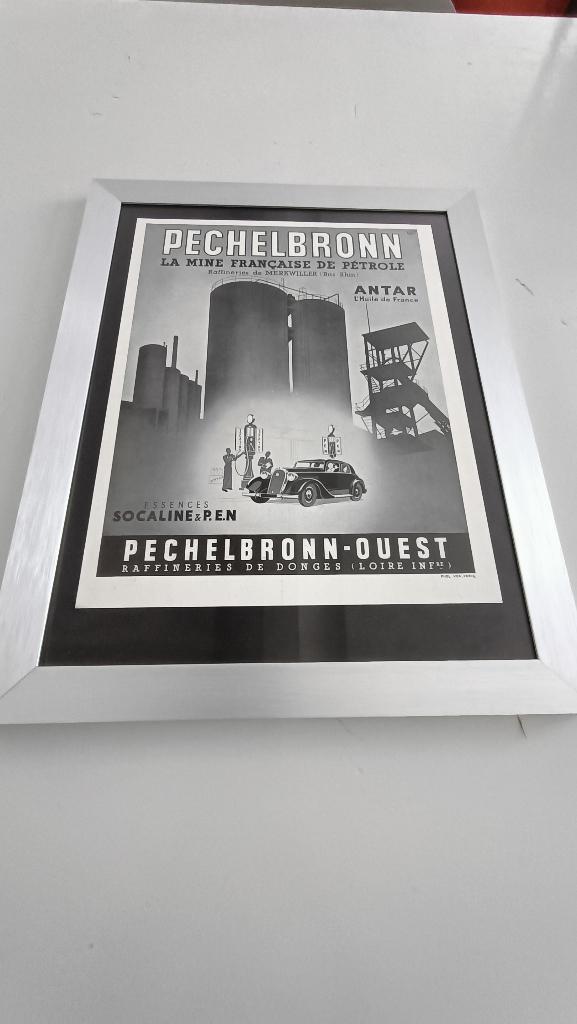 ingelijste Franse art deco advertentie, poster jaren 30 auto, Ophalen of Verzenden, Gebruikt, Overige typen