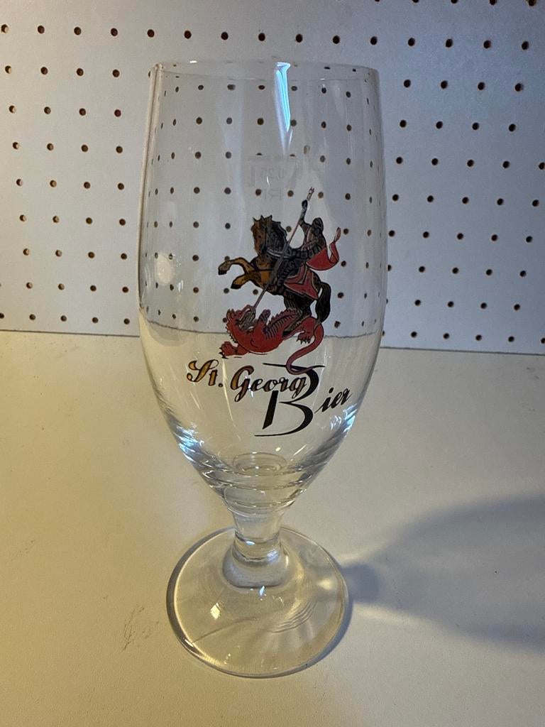 Bierglas St. Georg Bier met draak, Ophalen of Verzenden, Gebruikt, Bierglas