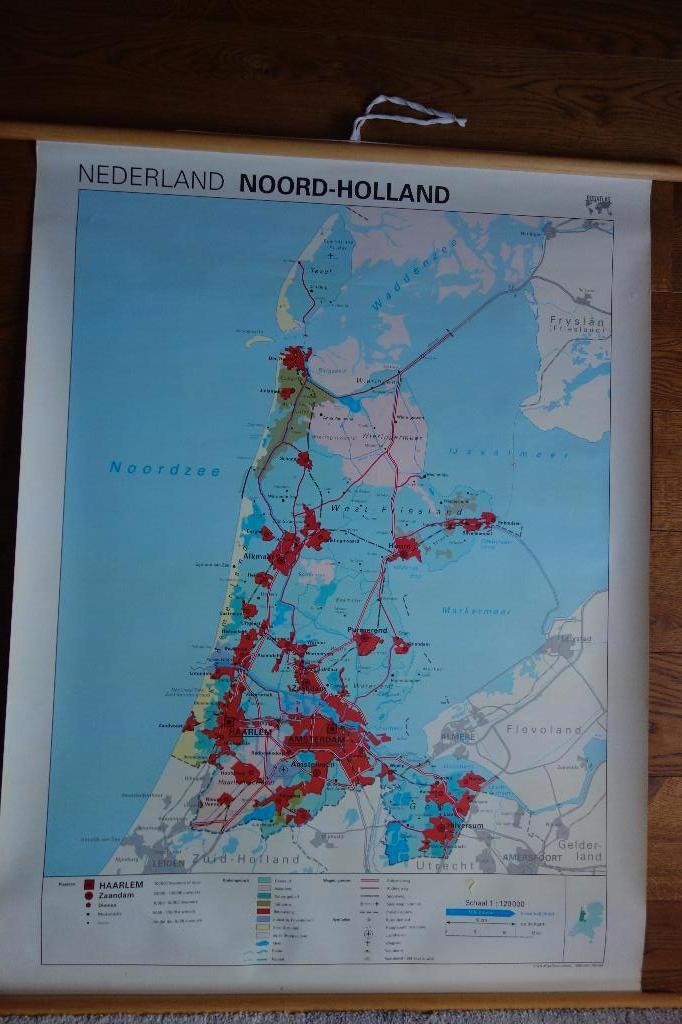 Schoolkaart Noord Holland, Antiek en Kunst, Ophalen of Verzenden, Aardrijkskunde
