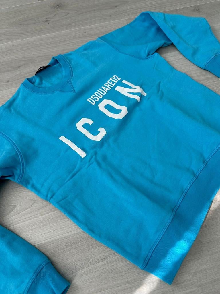 Dsquared 2 Icon Logo Sweatshirt Blue Miami, Kleding | Heren, Maat 52/54 (L), Dsquared2, Blauw, Ophalen of Verzenden
